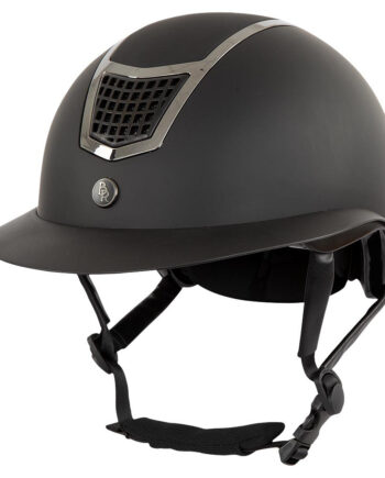 Elegant sort ridehjelm med ventilation – Sikkerhed og stil!