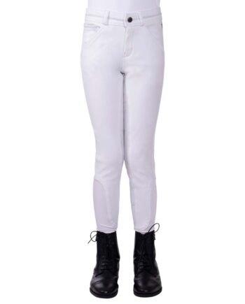 Qhp Carrie Junior Ridebukser med Fuldgrip – Hvid Tilbud!