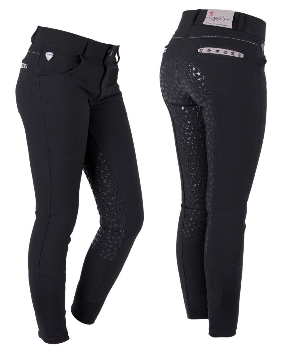 Luksus Ridebukser med Grip – Qhp Lara i Sort på Udsalg!