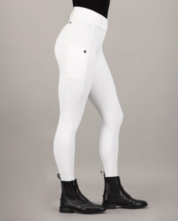 Evi Ridebukser med Full Grip – Bæredygtige Tights i Hvid