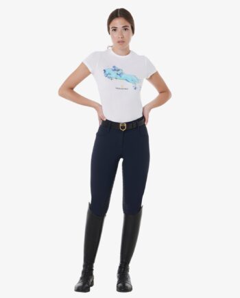 Navy Equestro Dame Ridebukser Full Grip Højtaljet - Equestro Hestezonen  - 8051360686092