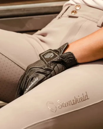 Sort Samshield Handsker Black Skin Swarovski Black - Samshield Hestezonen