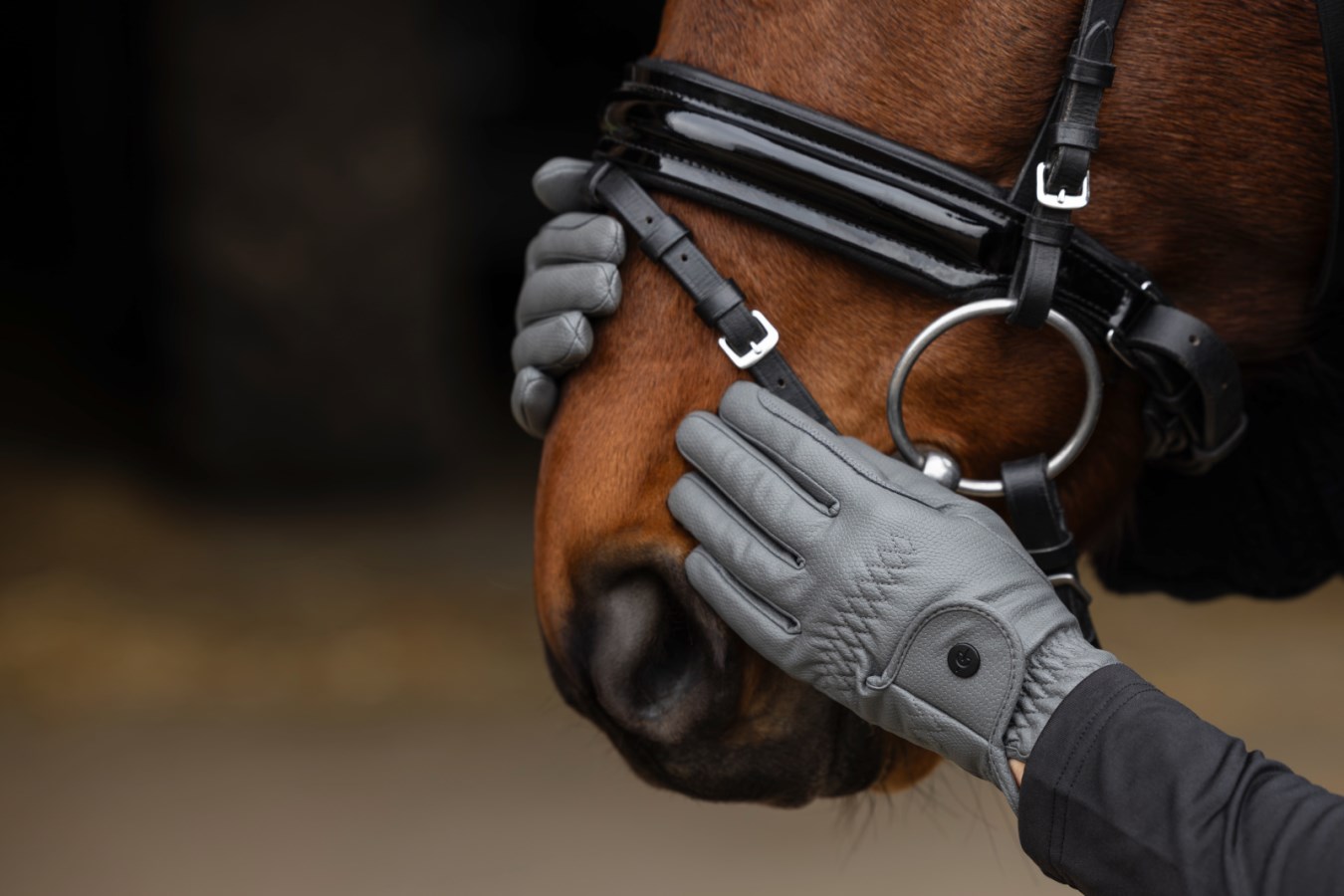 GRÅ Covalliero Vinter Ridehandsker Str - Hestezonen - 4018653334287