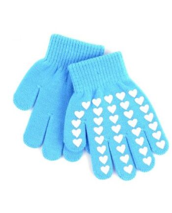 Magic Gloves Børne Ridehandsker Med Hjerter Turkis - Equitare Hestezonen  - 6438104013079