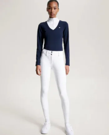 Hvid Tommy Hilfiger Dame Vinter Ridebukser Full Grip Optic White Xxs - Hestezonen  - 7630712706353