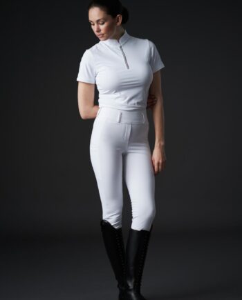 Hvid Catago Dame Ridebukser River Tights Med Bæltestropper Fullgrip White White - Catago Hestezonen  - 5701883448532